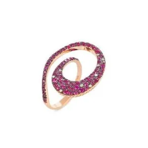 Ponte Vecchio Botticelli 18ct Rose Gold 1.42ct Ruby Diamond Swirl Ring
