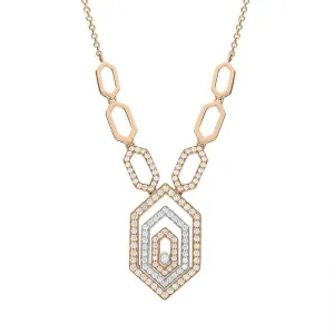 Ponte Vecchio Butterfly 18ct Rose Gold 0.72ct Diamond Triple Hexagon Necklace D