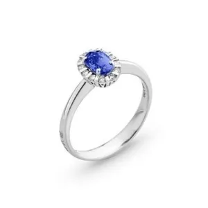 Ponte Vecchio Eternity 18ct White Gold 0.70ct Sapphire Diamond Oval Cut Ring