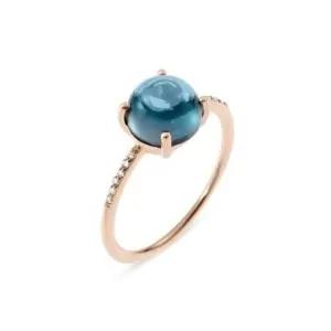 Ponte Vecchio Gioia 18ct Rose Gold 3.25ct London Topaz Diamond Ring