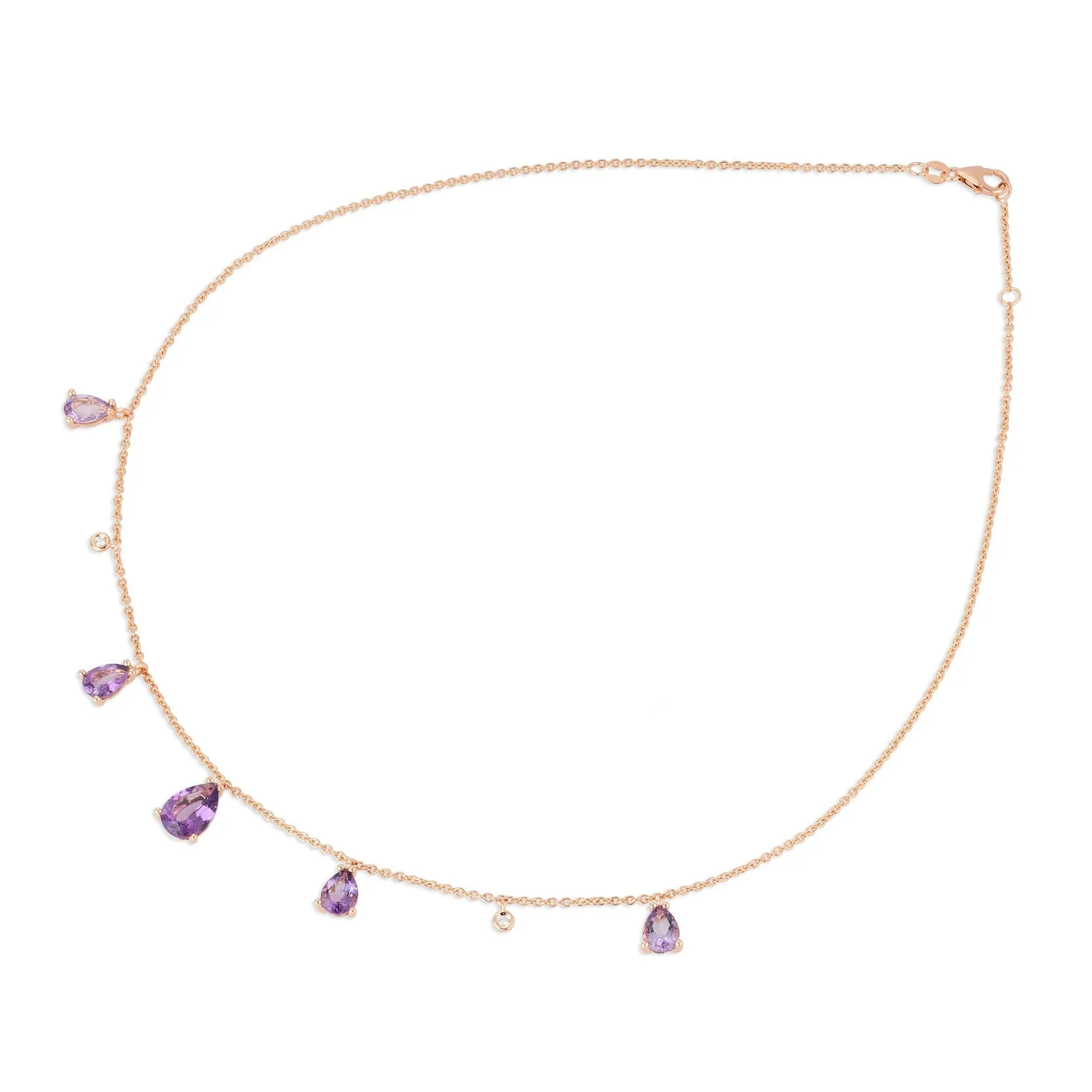 Ponte Vecchio Iris 18ct Rose Gold Amethyst Diamond Chain Necklace