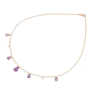 Ponte Vecchio Iris 18ct Rose Gold Amethyst Diamond Chain Necklace