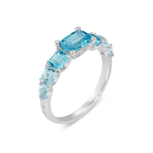 Ponte Vecchio Iris 18ct White Gold 2.50ct Sky Topaz Diamond Ring