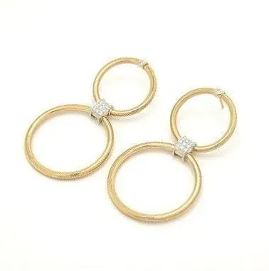 Ponte Vecchio Nobile 18ct Yellow Gold 0.35ct Diamond Double Loop Drop Earrings