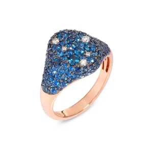 Ponte Vecchio Pitti 18ct Rose Gold 2.25ct Sapphire Diamond Encrusted Signet Ring