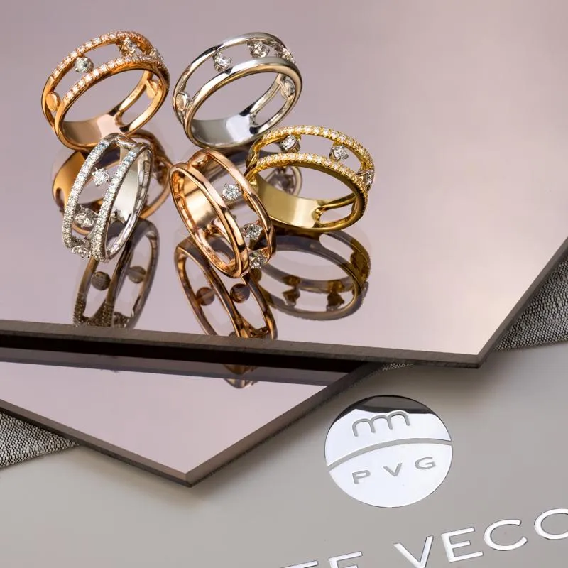 Ponte Vecchio Sirio 18ct Rose Gold 0.15ct Diamond Double Band Open Ring