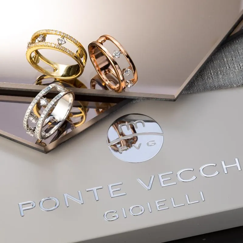 Ponte Vecchio Sirio 18ct Rose Gold 0.15ct Diamond Double Band Open Ring