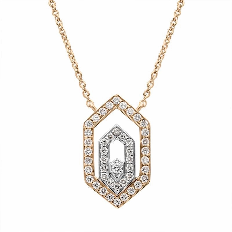 Ponte Vecchio Butterfly 18ct Rose Gold 0.27ct Diamond Hexagon Necklace D