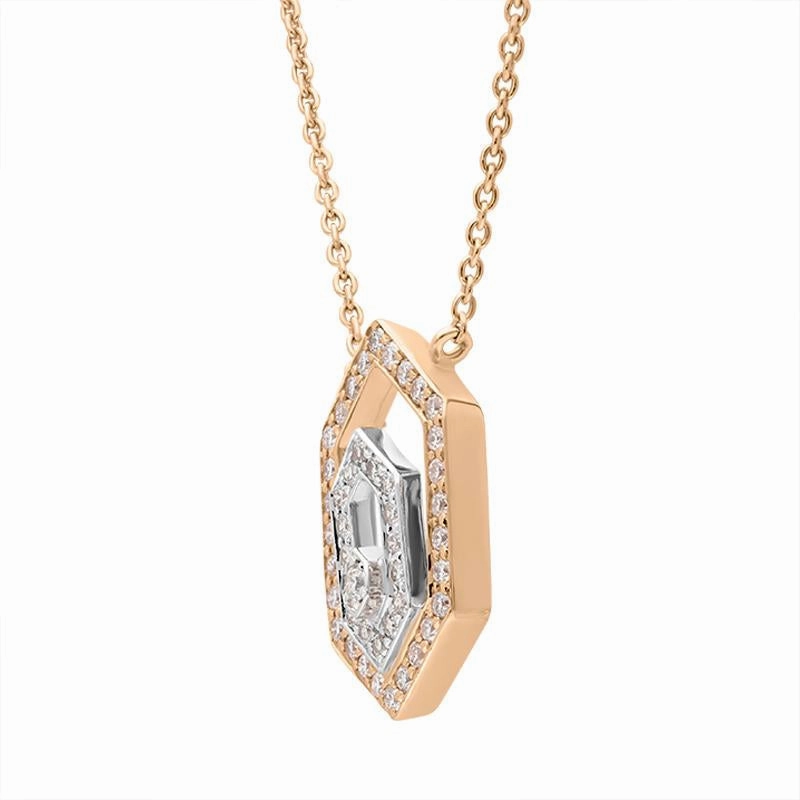 Ponte Vecchio Butterfly 18ct Rose Gold 0.27ct Diamond Hexagon Necklace D