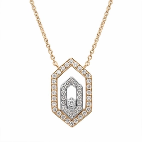 Ponte Vecchio Butterfly 18ct Rose Gold 0.27ct Diamond Hexagon Necklace D