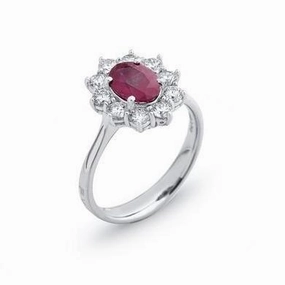 Ponte Vecchio Eternity 18ct White Gold 1.45ct Ruby Diamond Floral Cluster Ring