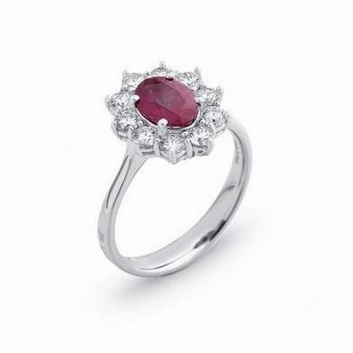 Ponte Vecchio Eternity 18ct White Gold 1.45ct Ruby Diamond Floral Cluster Ring