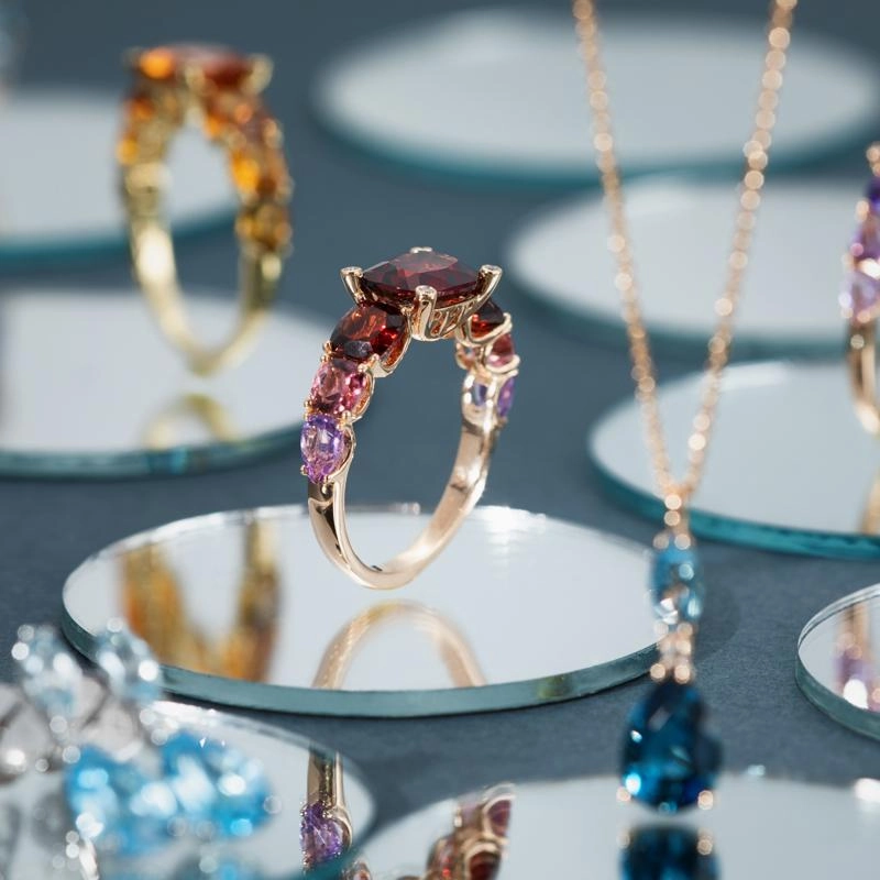 Ponte Vecchio Iris 18ct White Gold 2.00ct Garnet Tourmaline Amethyst Diamond Ring