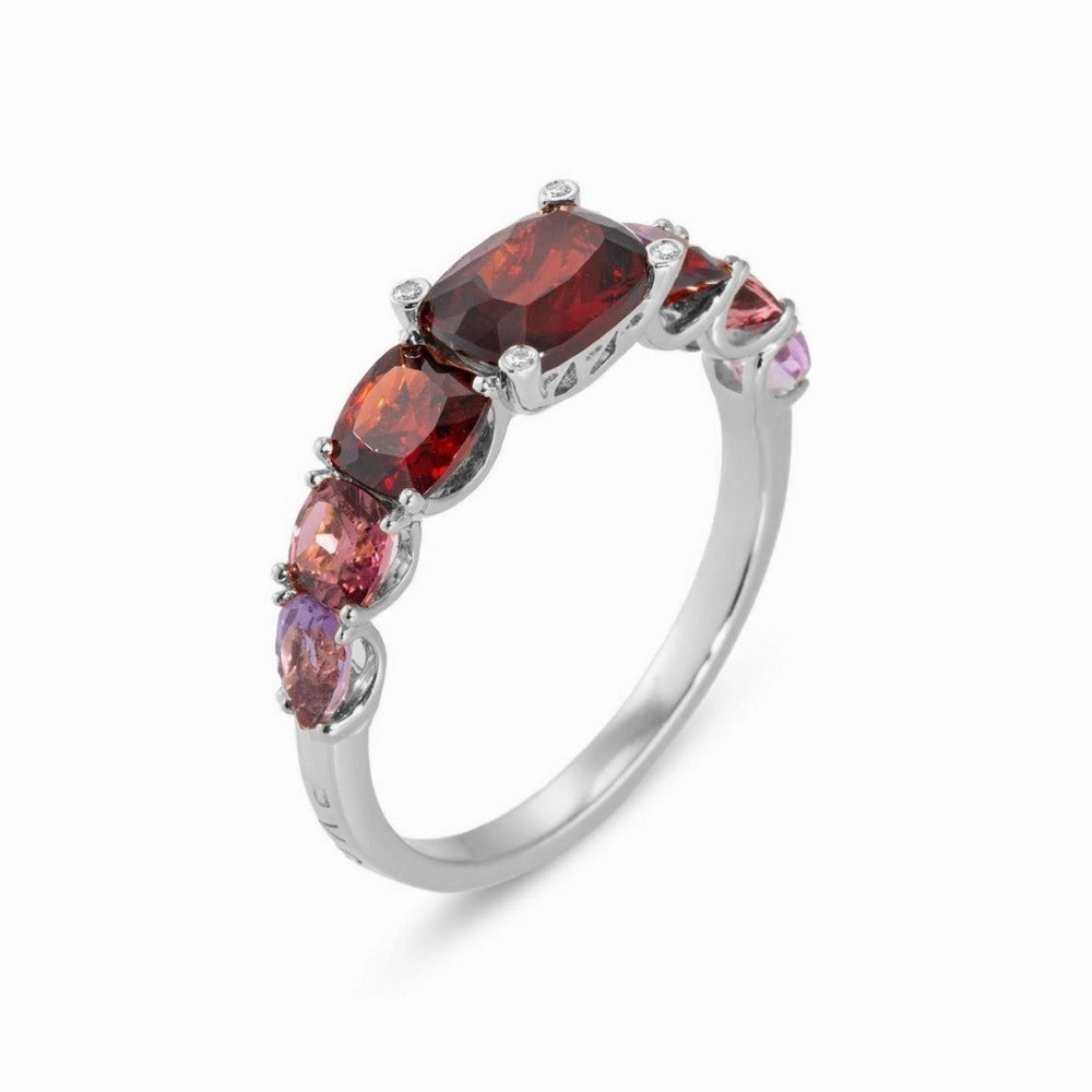 Ponte Vecchio Iris 18ct White Gold 2.00ct Garnet Tourmaline Amethyst Diamond Ring
