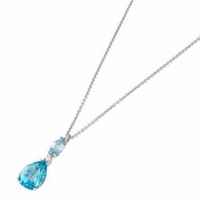 Ponte Vecchio Iris 18ct White Gold 2.30ct Sky Topaz Diamond Necklace