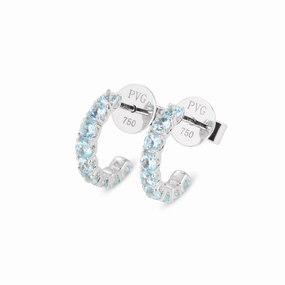 Ponte Vecchio Iris 18ct White Gold Sky Topaz Hoop Earrings