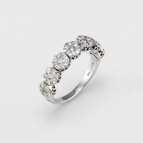 Ponte Vecchio Ring Six Diamond Cluster 18ct White Gold