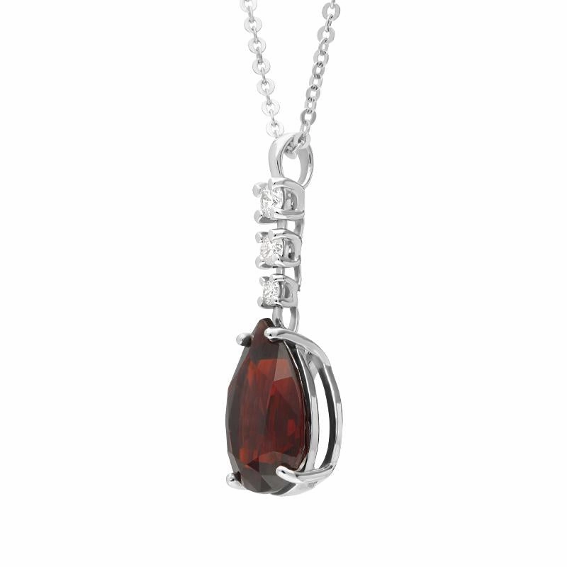 Ponte Vecchio Signoria 18ct White Gold 2.40ct Garnet Diamond Pear Cut Necklace D