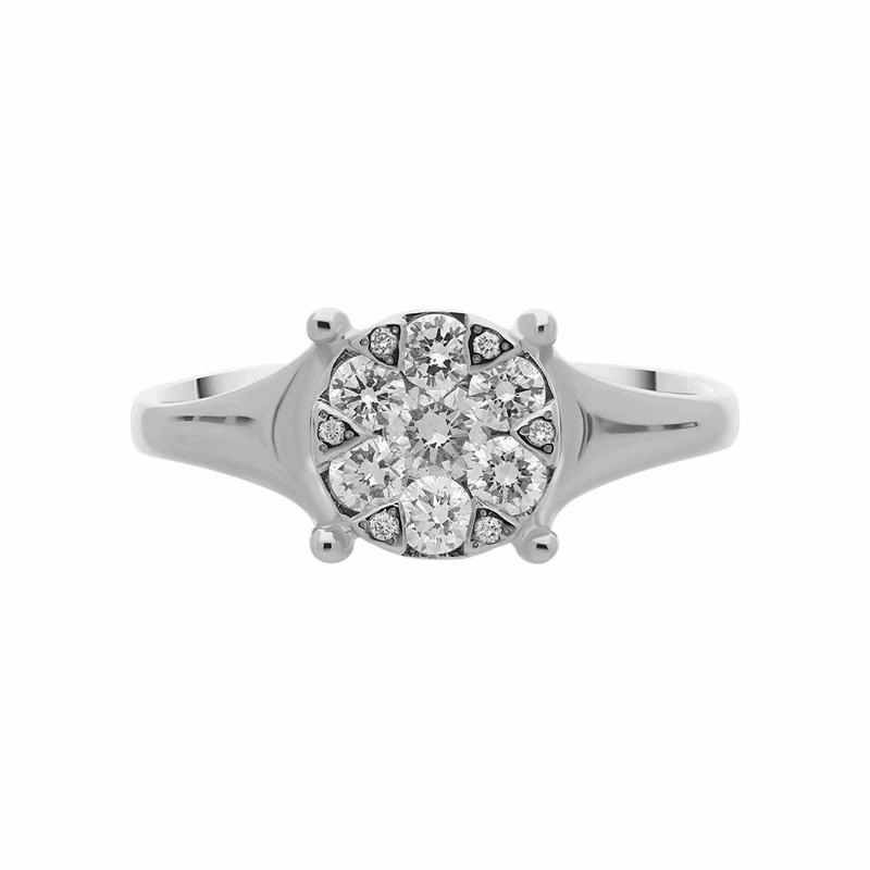 Ponte Vecchio White Gold Diamond Cluster Ring D