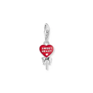 Red lollipop-heart charm Pendant silver