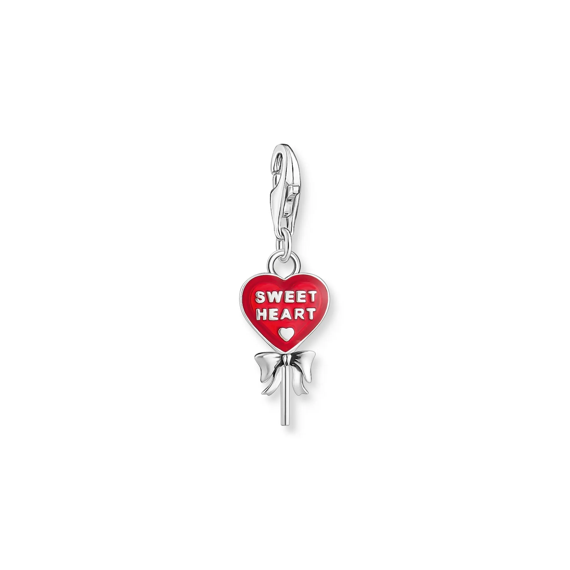 Red lollipop-heart charm Pendant silver