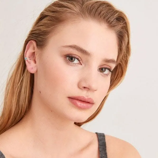Rhodium Tidal Turquoise Ear Cuff E027-02H