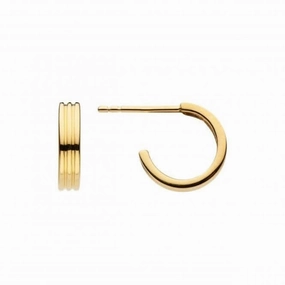 Ribbed Gold Plated 11mm Stud Hoop Earrings 66858GD