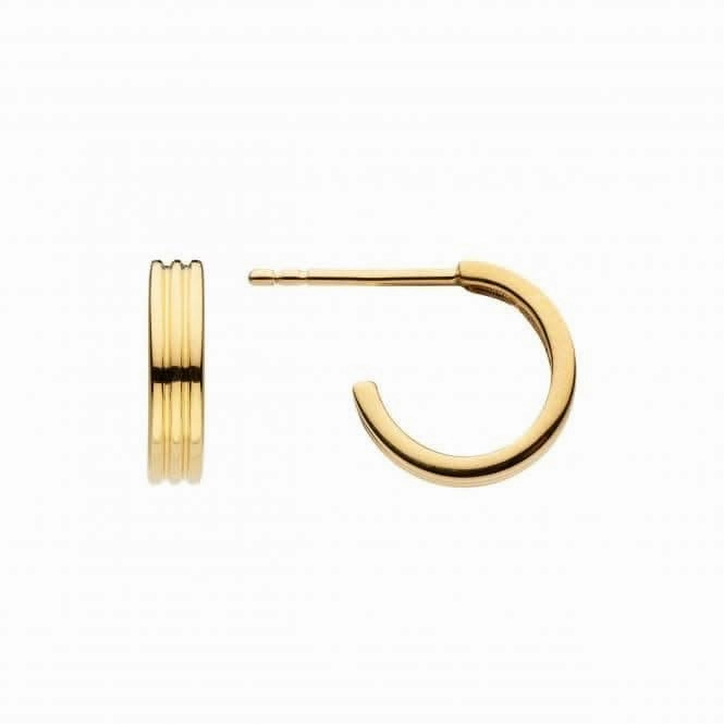 Ribbed Gold Plated 11mm Stud Hoop Earrings 66858GD