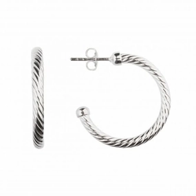 Ridged 25mm Stud Hoop Earrings 66836HP