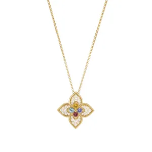 Roberto Coin 18ct Yellow Gold 0.5ct Diamond & Mixed Gemstones Venetian Princess Carnival Necklace