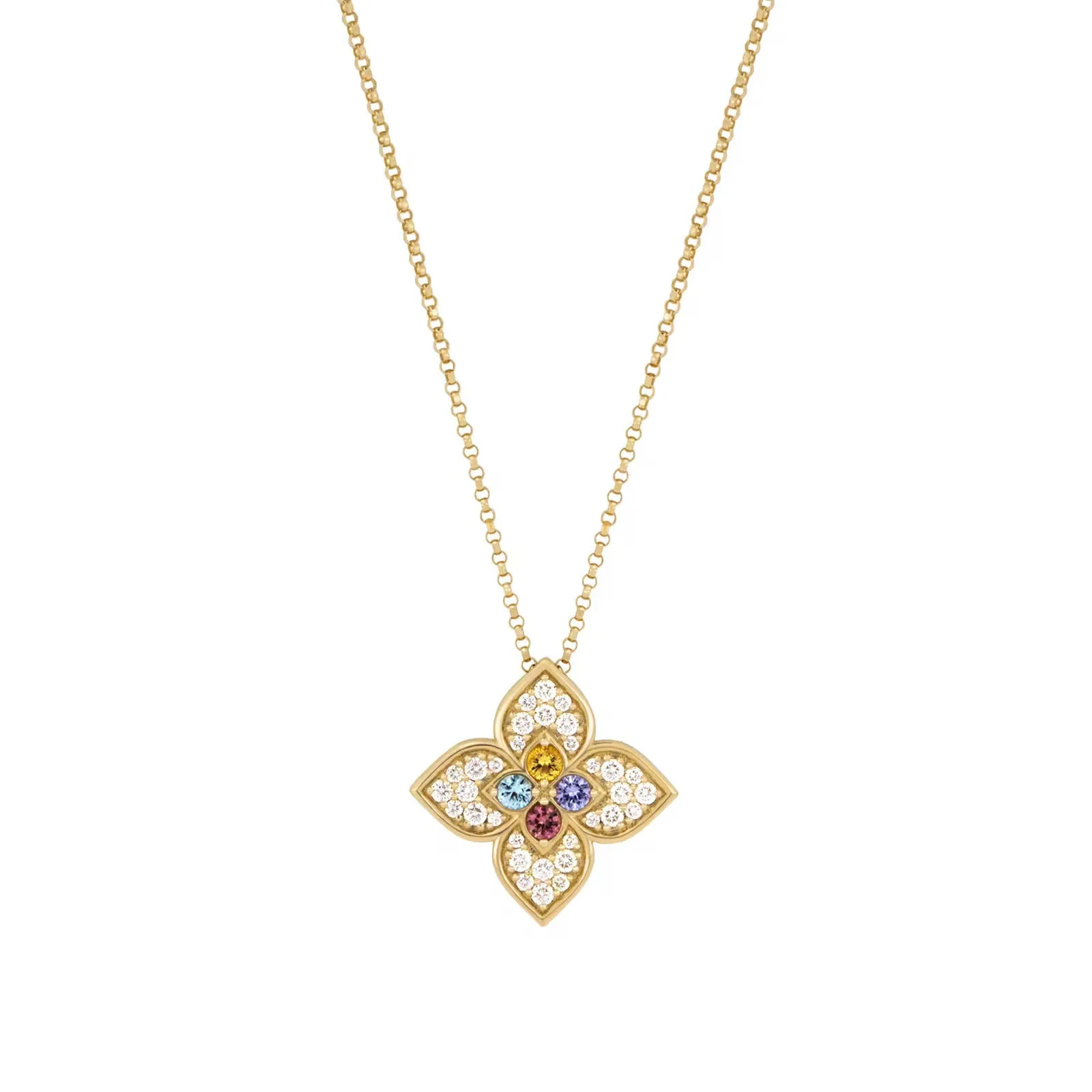 Roberto Coin 18ct Yellow Gold 0.5ct Diamond & Mixed Gemstones Venetian Princess Carnival Necklace