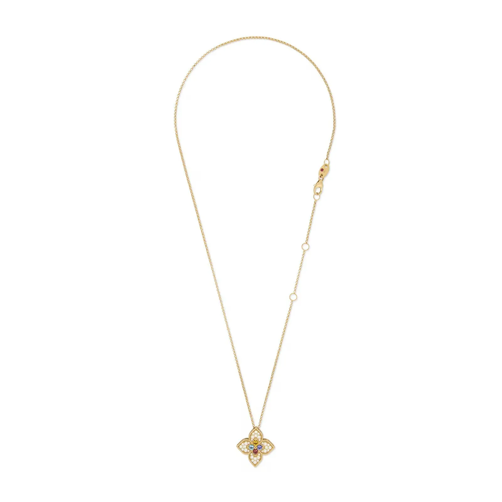 Roberto Coin 18ct Yellow Gold 0.5ct Diamond & Mixed Gemstones Venetian Princess Carnival Necklace