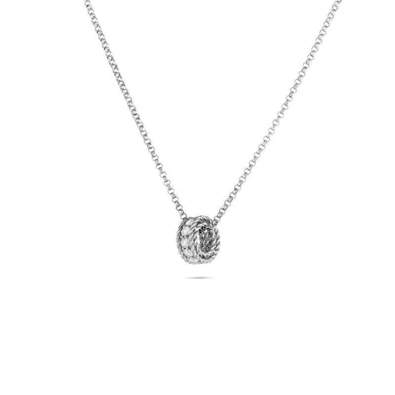 Roberto Coin Diamond Princess 18ct White Gold 0.15ct Diamond Hoop Necklace D