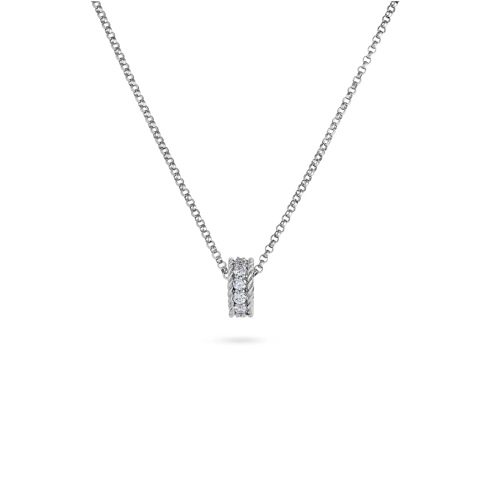 Roberto Coin Diamond Princess 18ct White Gold 0.15ct Diamond Hoop Necklace D
