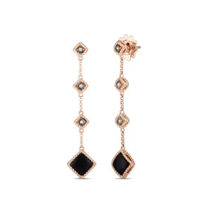 Roberto Coin Palazzo Ducale 18ct Rose Gold Diamond Black Jade Drop Earrings D