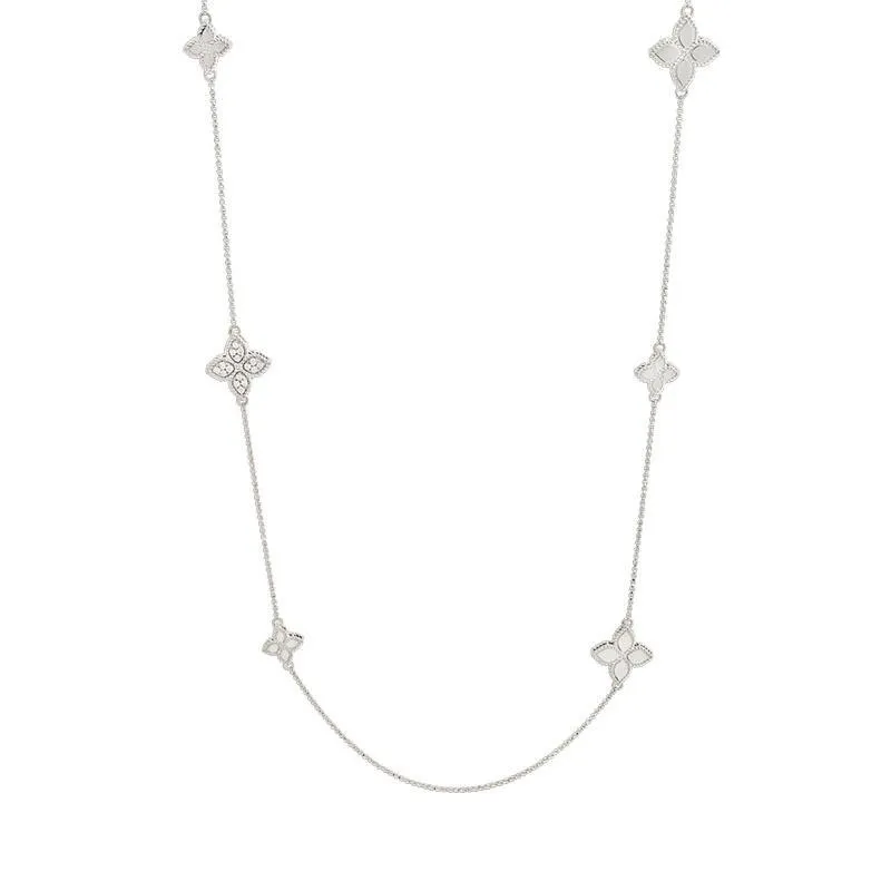 Roberto Coin Princess Flower 18ct White Gold Diamond Necklace