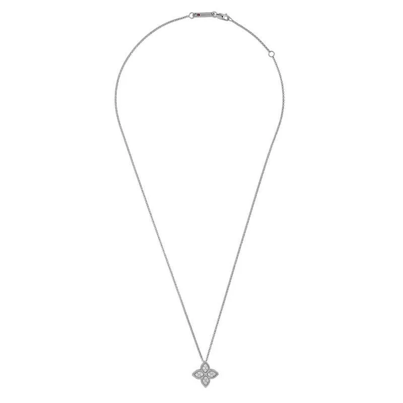 Roberto Coin Princess Flower 18ct White Gold Diamond Pendant Necklace