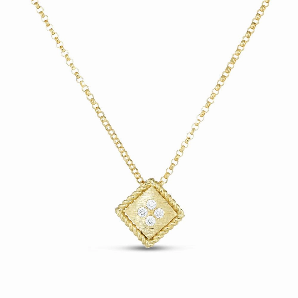 Roberto Coin Palazzo Ducale 18ct Yellow Gold Diamond Pendant Necklace D