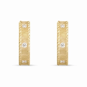 Roberto Coin Princess 18ct Yellow Gold Diamond Hoop Earrings D