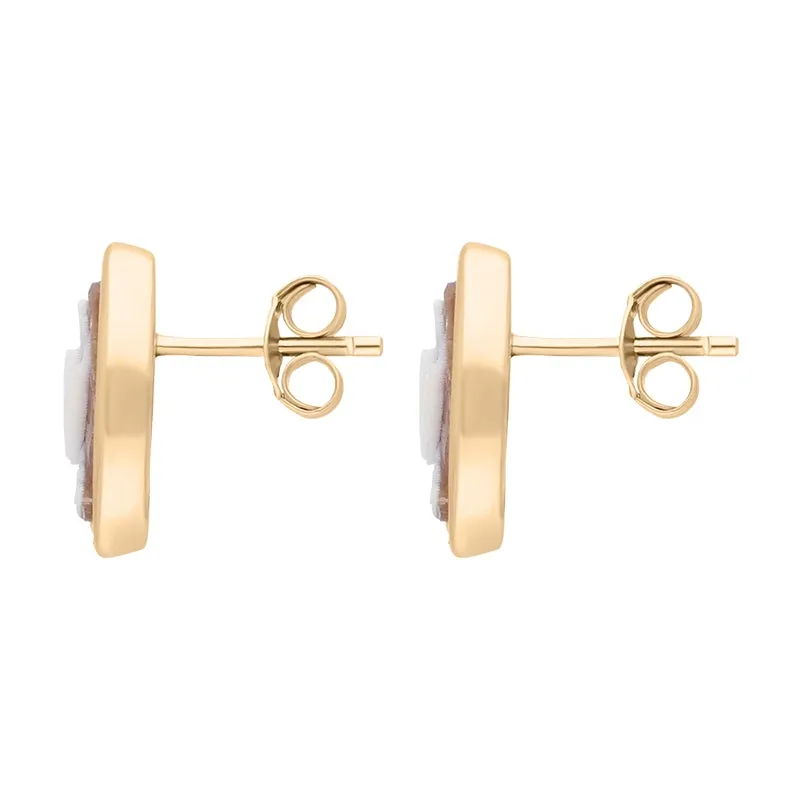 Rose Gold Plated Sterling Silver Cameo Small Oval Tulip Stud Earrings D