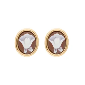 Rose Gold Plated Sterling Silver Cameo Small Oval Tulip Stud Earrings D