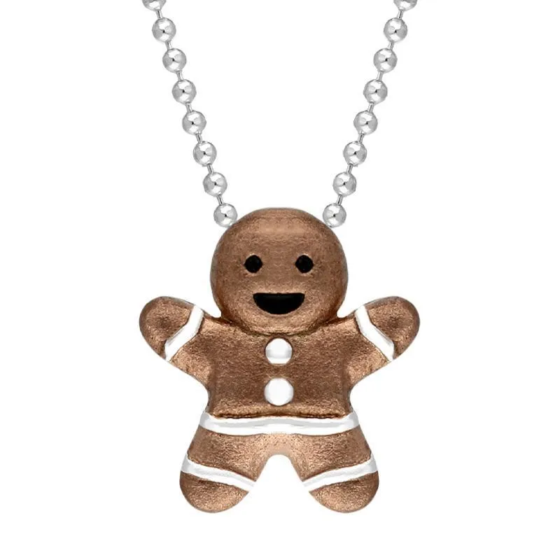 Rose Gold Plated Sterling Silver Gingerbread Man Pendant
