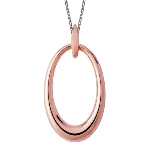 Rose Gold Plated Sterling Silver Open Oval Infinity Necklace D
