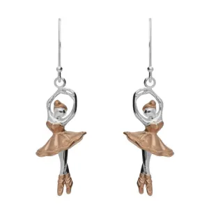Rose Gold Sterling Silver Plated Ballerina Hook Drop Earrings
