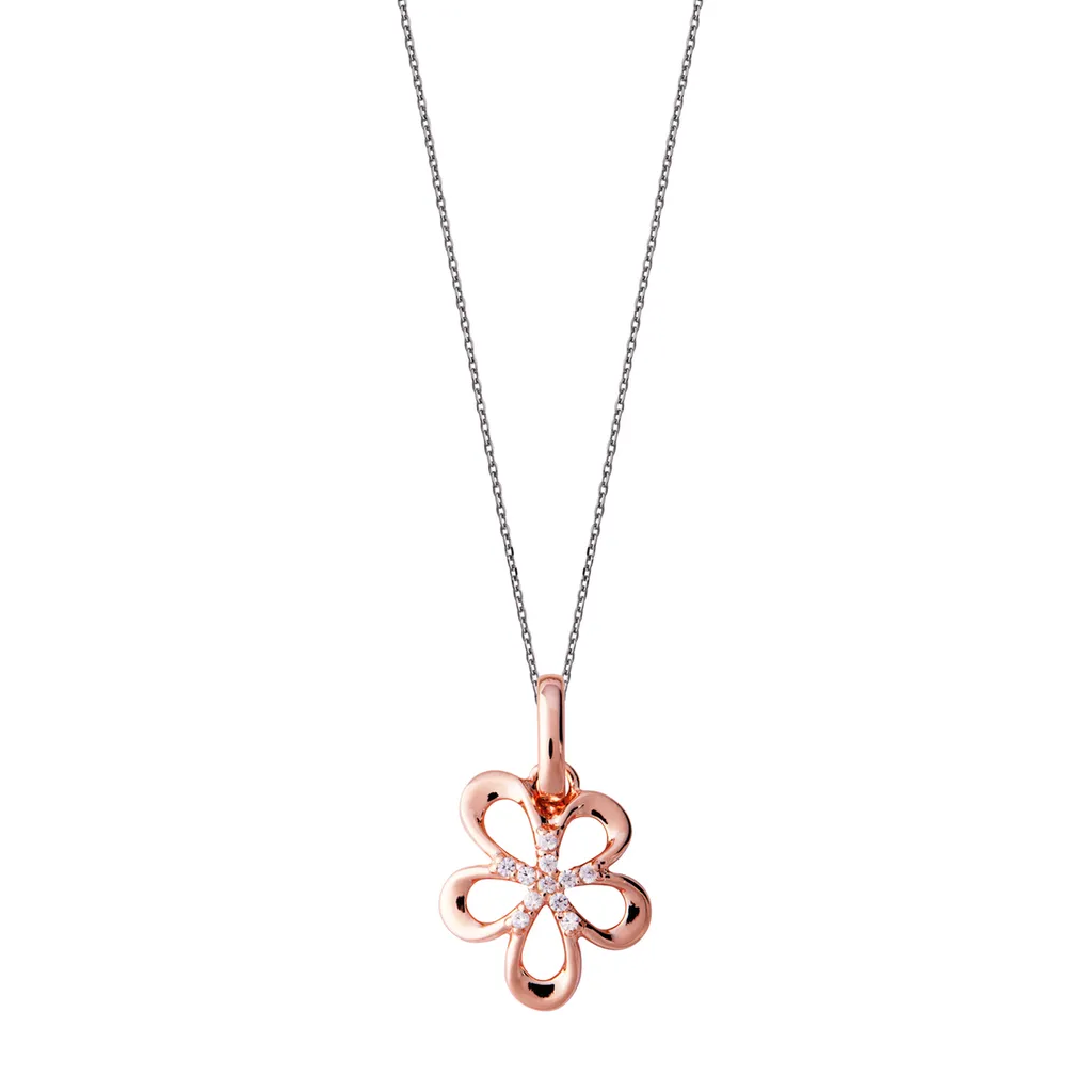Rose Gold Sterling Silver Plated Open Flower Necklace