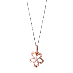 Rose Gold Sterling Silver Plated Open Flower Necklace