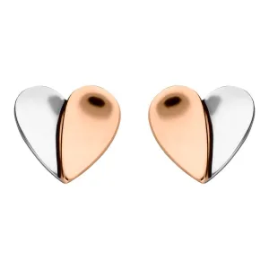 Rose Gold Sterling Silver Plated Split Heart Stud Earrings