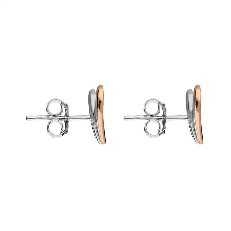 Rose Gold Sterling Silver Plated Split Heart Stud Earrings
