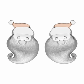 Rose Gold Plated Sterling Silver Santa Face Earrings