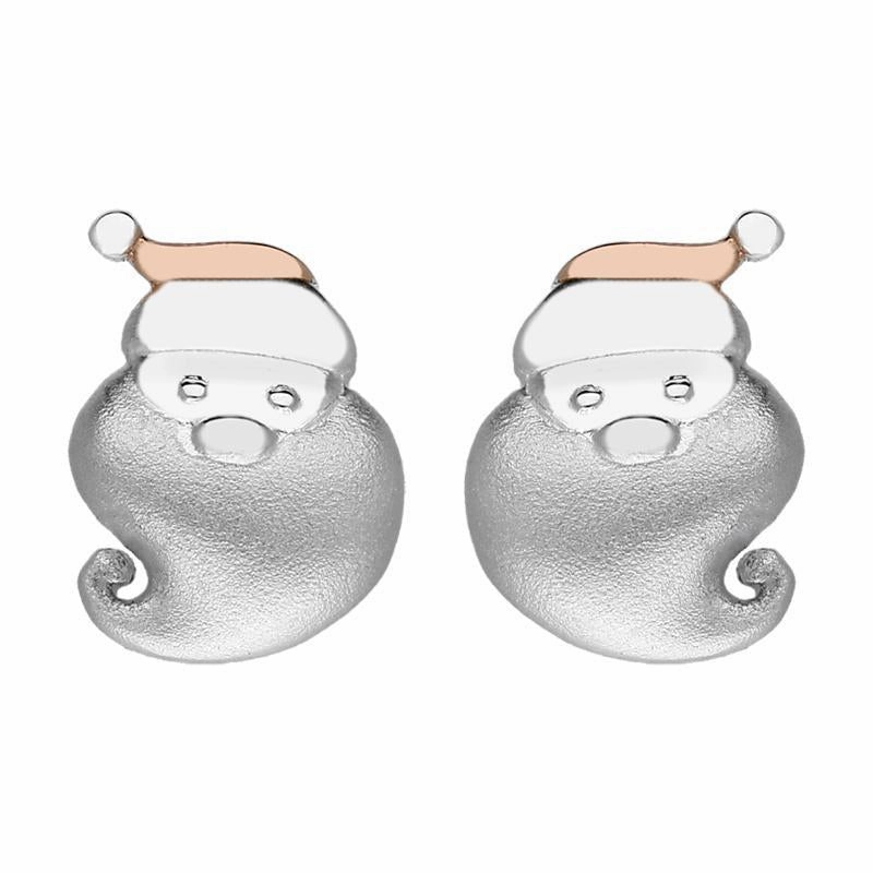 Rose Gold Plated Sterling Silver Santa Face Earrings